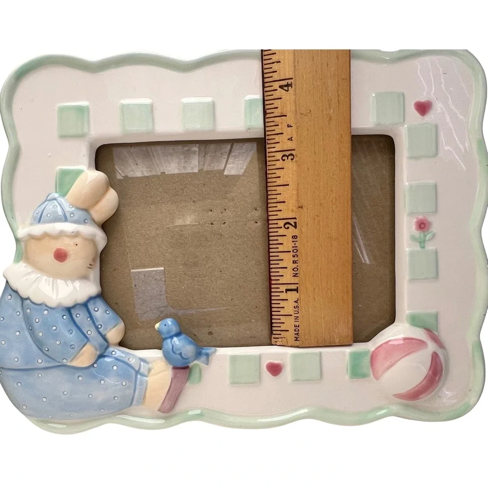 Picture Frame Ganz Ceramic Bunny‎ 4x6 Nursery Decor Garden Theme Mint Green
